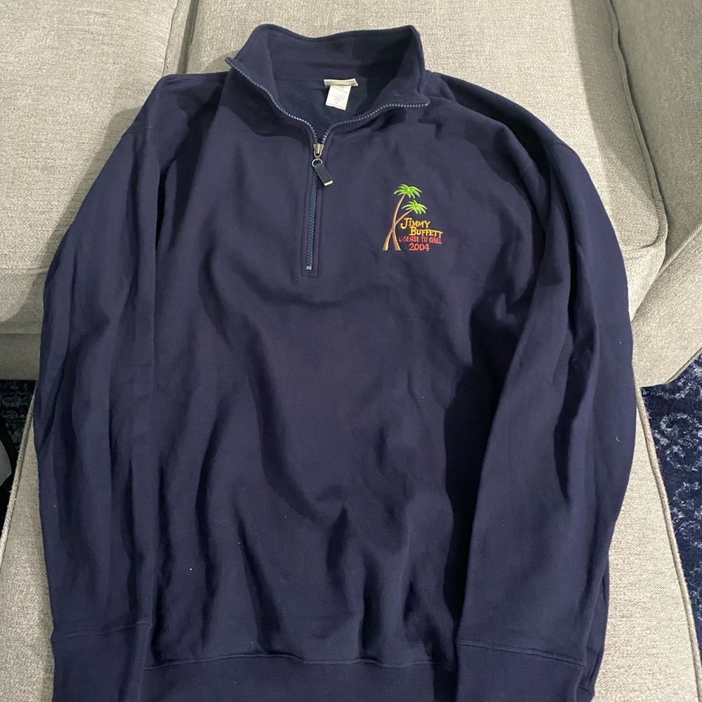 Jimmy Buffett License to Chill Tour 2008 1/4 Zip Sweatshirt Men’s Blue XL
